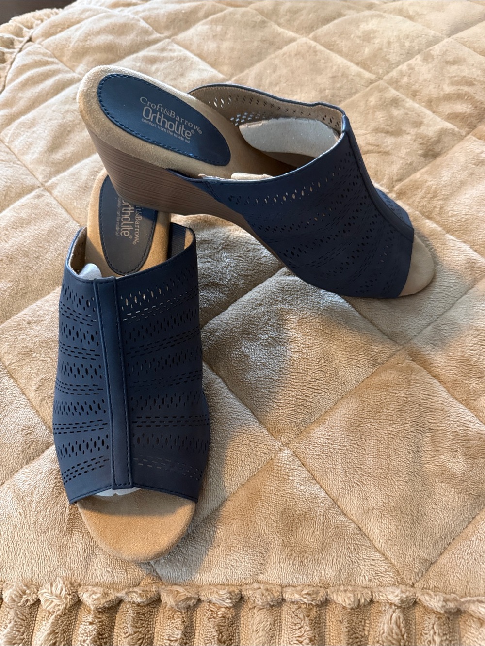 croft & barrow Navy Perforated Ortholite Wedge Mule